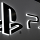 An illuminated PlayStation 5 logo.